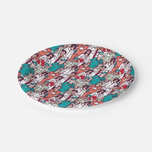 Doktor-u. Chirurg-Muster Pappteller (Schrägansicht)