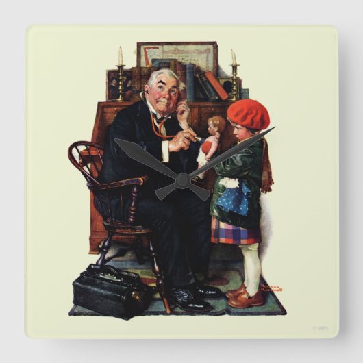 Doktor und die Puppe Quadratische Wanduhr (Vorderseite)
