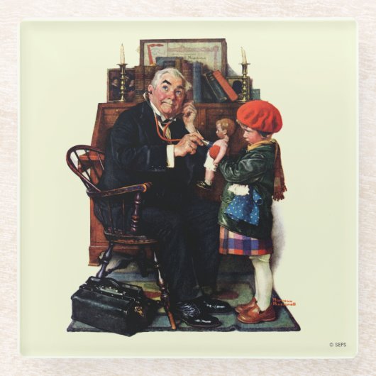 Doktor und Puppe Glasuntersetzer (Vorderseite)