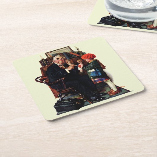 Doktor und Puppe Rechteckiger Pappuntersetzer (angewinkelt)