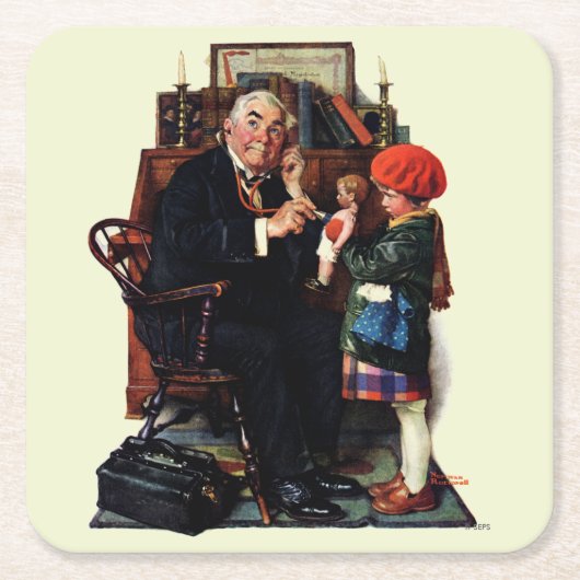 Doktor und Puppe Rechteckiger Pappuntersetzer (Vorderseite)