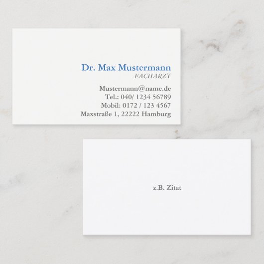 Doktor Visitenkarte (Vorne/Hinten)