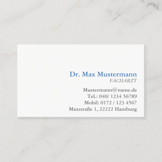 Doktor Visitenkarte (Vorderseite)