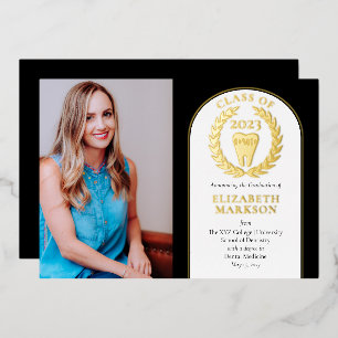 Doktor Zahnmedizin Foto Abschluss Gold Folieneinladung