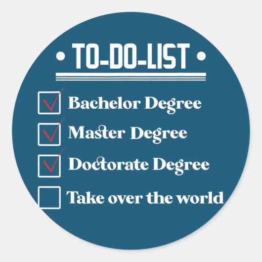 Doktorand Doktorand Dissertation Doktor Grad Runder Aufkleber (Vorderseite)