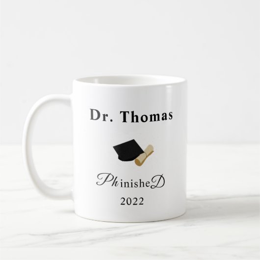 Doktorand Dr. Doktorat Abschluss Geschenk lustig Kaffeetasse (Links)