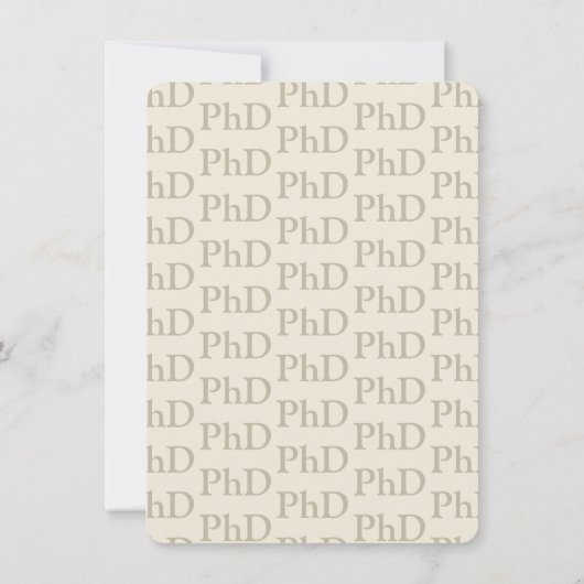 Doktorand Tan Khaki Graduation Party Einladung (Rückseite)