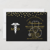 Doktorand von White Caduceus und Stethoscope Einladung (Vorderseite)