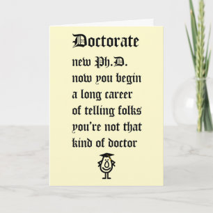 Doktorat - ein lustiges Gedicht für den neuen Dokt Karte