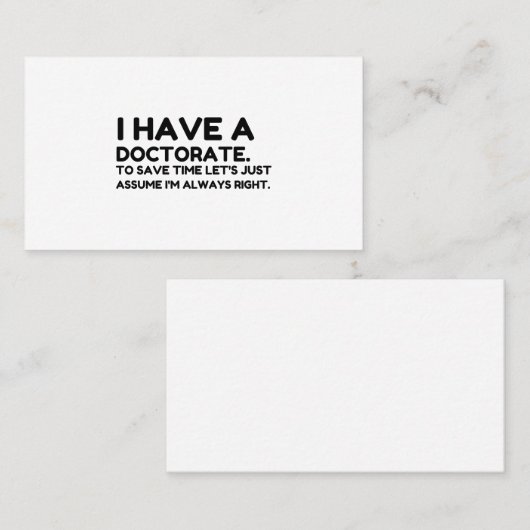 DOKTORAT VISITENKARTE (Vorne/Hinten)