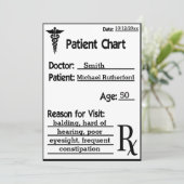 Doktoren Chart For Patient Funny Einladung (Stehend Vorderseite)