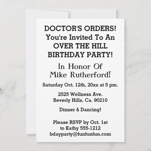 Doktoren Chart For Patient Funny Einladung (Rückseite)