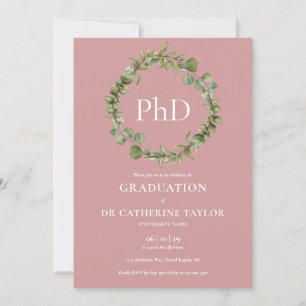 Doktorgrad Dusty Rose Girlande Abschlussfeier Einladung