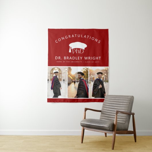 Doktorhut Promotionsabschluss Wandteppich (Beispiel)