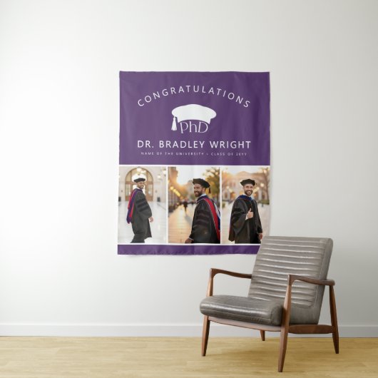 Doktorhut Promotionsabschluss Wandteppich (Beispiel)