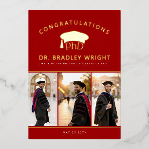 Doktorhut Promotionsfolie Abschlusskarte PhD Folien Feiertagskarte