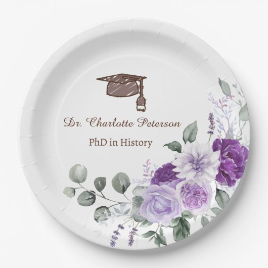 Doktorjubiläum Blumen Pappteller (Vorderseite)