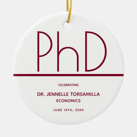 Doktortitel Abschluss White Burgundy Keepake Keramik Ornament (Vorne)