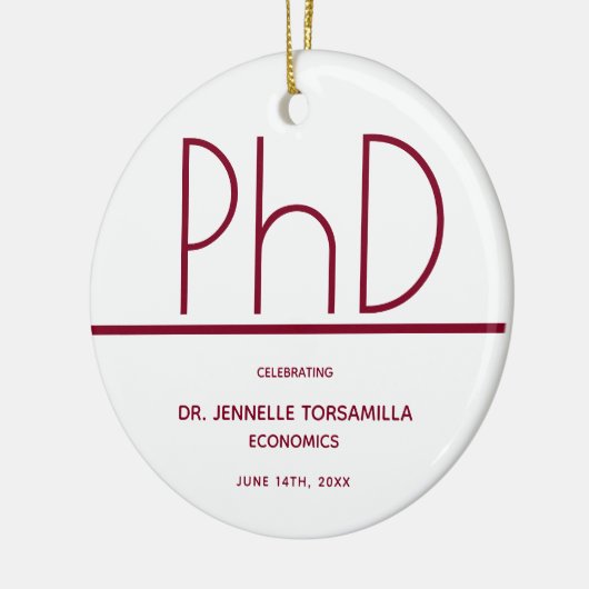 Doktortitel Abschluss White Burgundy Keepake Keramik Ornament (Links)