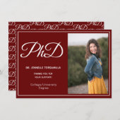 Doktortitel Burgundy White Foto Script Abschluss Ankündigung (Vorne/Hinten)