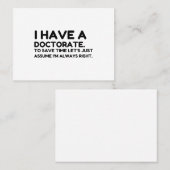 DOKTORTITEL IN SAVING TIME VISITENKARTE (Vorne/Hinten)