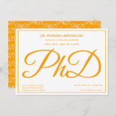 Doktortitel Orange White Graduation Party Einladung (Vorne/Hinten)