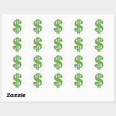 Dolar, Zeichen, 3D Runder Aufkleber (Blatt)