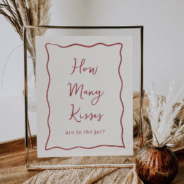 Dolce Vita Brautparty "How many Kisses" Zeichen Poster