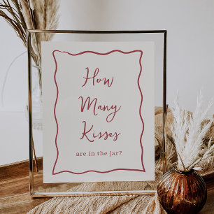 Dolce Vita Brautparty "How many Kisses" Zeichen Poster