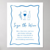 Dolce Vita Brautparty "Sign the Wine" Zeichen Poster (Vorne)