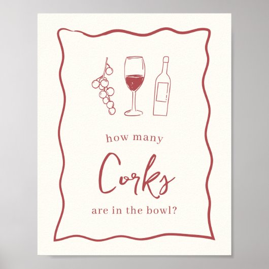 Dolce Vita Brautparty "Wie viele Korks" Zeichen Poster (Vorne)