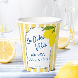 Dolce vita gelbe Lemons Italienisches Brautparty Pappbecher