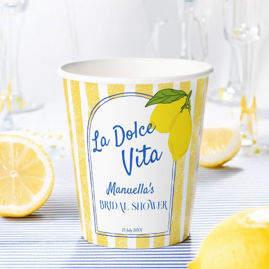 Dolce vita gelbe Lemons Italienisches Brautparty Pappbecher
