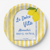 Dolce vita gelbe Lemons Italienisches Brautparty Pappteller (Vorderseite)