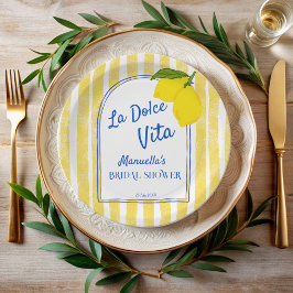 Dolce vita gelbe Lemons Italienisches Brautparty Pappteller