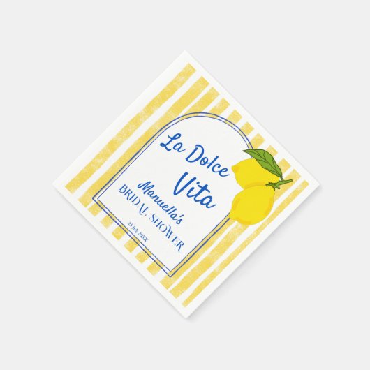 Dolce vita gelbe Lemons Italienisches Brautparty Serviette (Ecke)