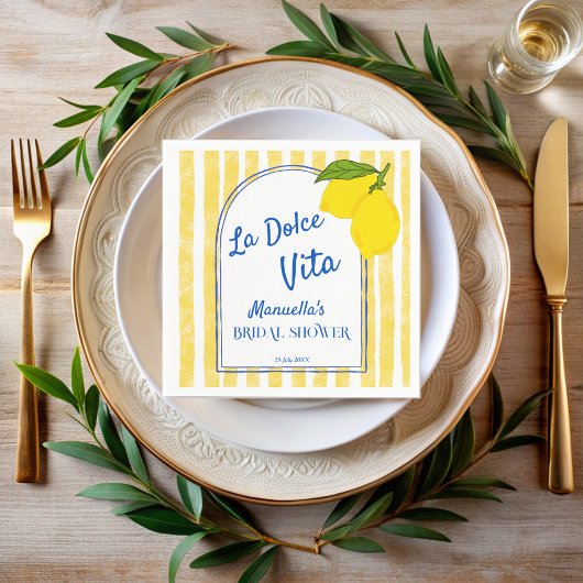Dolce vita gelbe Lemons Italienisches Brautparty Serviette
