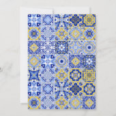 Dolce Vita Italian Blue Gold Tiles Lemons Birthday Einladung (Rückseite)