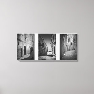 Dolce Vita Straßen in Schwarz-Weiß Leinwanddruck