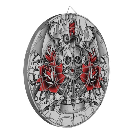 Dolch des Schädel-n mit Teufelflügeln Dartscheibe (Vorderseite Links)