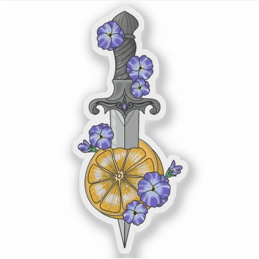 Dolch mit Orange und Veilchen Fourth Wing Aufkleber (Vorderseite)