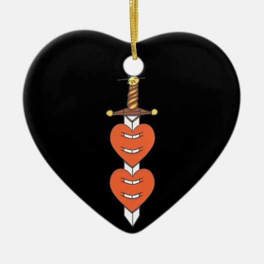 Dolch-und Herz-klassischer Keramikornament (Vorne)