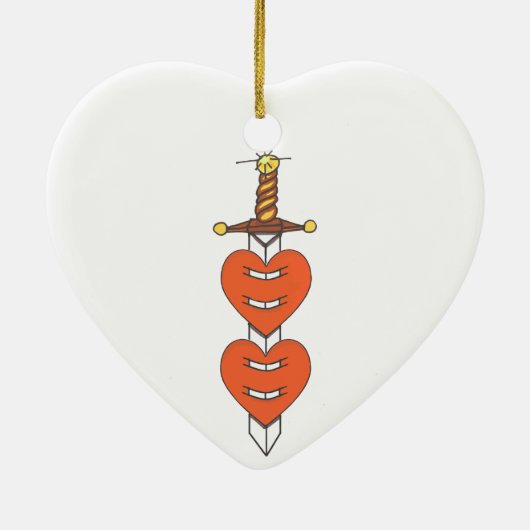 Dolch-und Herz-klassischer Keramikornament (Hinten)
