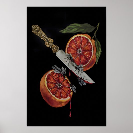 Dolchschwert und Blutorange Gothic Küche Poster (Vorne)