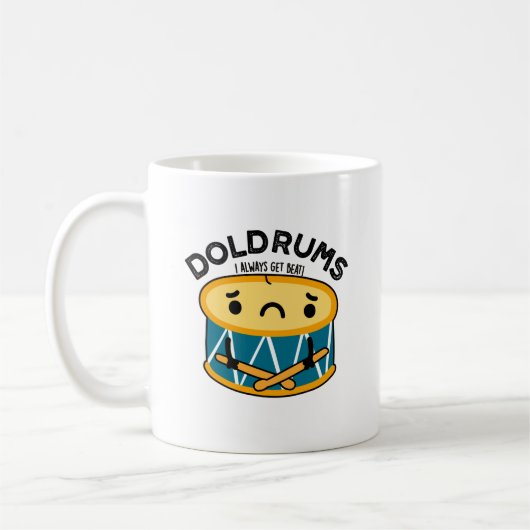 Doldrums Funny Sad Drummer Drum Puff Kaffeetasse (Links)