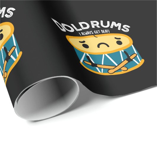 Doldrums Funny Sad Drummer Drum Pun Dark BG Geschenkpapier (Rolleneckpunkt)