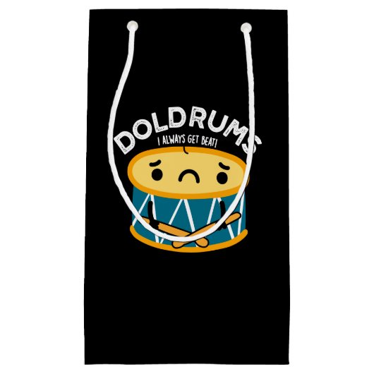 Doldrums Funny Sad Drummer Drum Pun Dark BG Kleine Geschenktüte (Vorderseite)