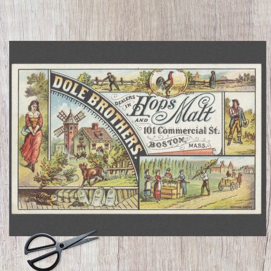 Dole Brothers Ad Hops und Malt Ephememerle Decoupa Seidenpapier