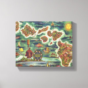 Dole Karte von Hawaii 1950 • Joseph Feher Ölmalere Leinwanddruck