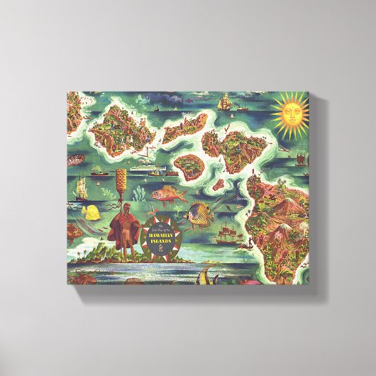 Dole Map of Hawaii 1950 ・ Joseph Feher Oil Paint Leinwanddruck (Vorderseite)